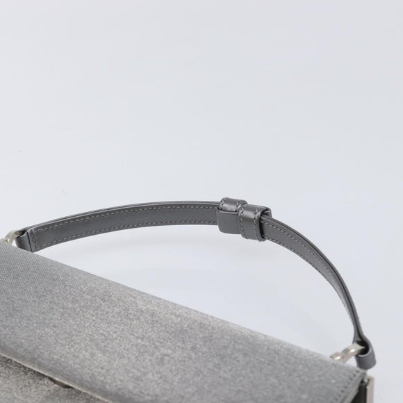 Salvatore Ferragamo Gancini Hand Bag Satin Gray Silver Auth 211597A