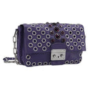 Miu Miu Chain Shoulder Bag Leather Purple Silver Auth 211604V-1