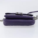 Miu Miu Chain Shoulder Bag Leather Purple Silver Auth 211604V-11