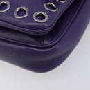 Miu Miu Chain Shoulder Bag Leather Purple Silver Auth 211604V-12