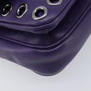 Miu Miu Chain Shoulder Bag Leather Purple Silver Auth 211604V-13