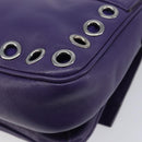 Miu Miu Chain Shoulder Bag Leather Purple Silver Auth 211604V-14