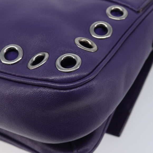 Miu Miu Chain Shoulder Bag Leather Purple Silver Auth 211604V