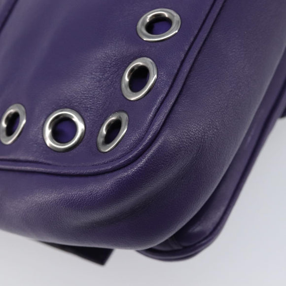 Miu Miu Chain Shoulder Bag Leather Purple Silver Auth 211604V