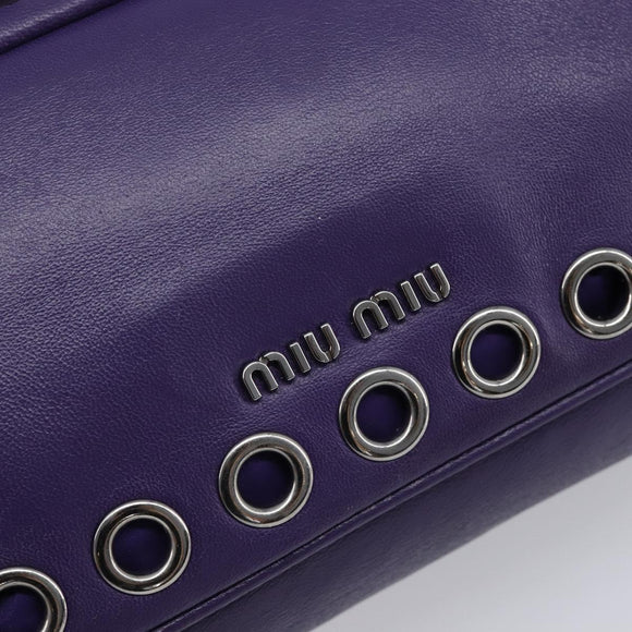 Miu Miu Chain Shoulder Bag Leather Purple Silver Auth 211604V