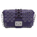 Miu Miu Chain Shoulder Bag Leather Purple Silver Auth 211604V-2