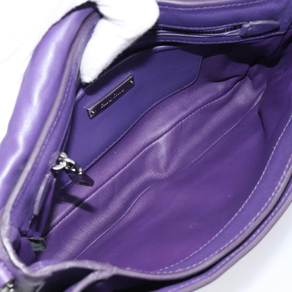 Miu Miu Chain Shoulder Bag Leather Purple Silver Auth 211604V