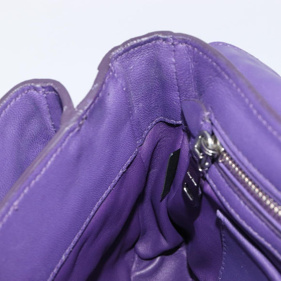 Miu Miu Chain Shoulder Bag Leather Purple Silver Auth 211604V