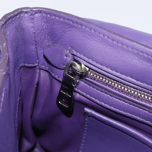 Miu Miu Chain Shoulder Bag Leather Purple Silver Auth 211604V