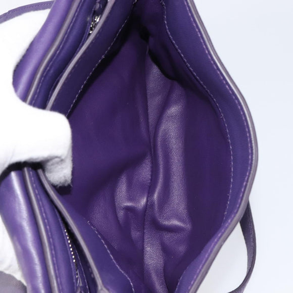 Miu Miu Chain Shoulder Bag Leather Purple Silver Auth 211604V