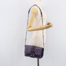 Miu Miu Chain Shoulder Bag Leather Purple Silver Auth 211604V-28