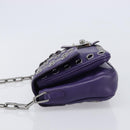 Miu Miu Chain Shoulder Bag Leather Purple Silver Auth 211604V-5