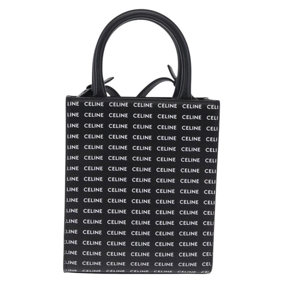 CELINE Mini Vertical Cabas Hand Bag PVC 2way Black Gold Auth 211607M