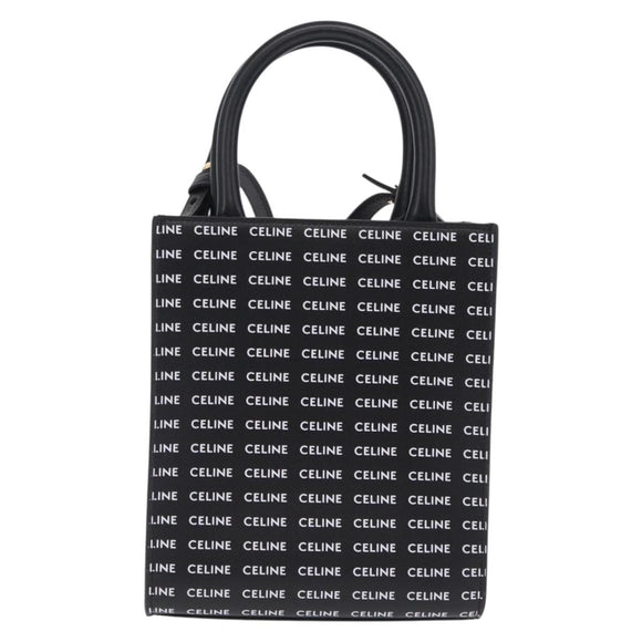 CELINE Mini Vertical Cabas Hand Bag PVC 2way Black Gold Auth 211607M