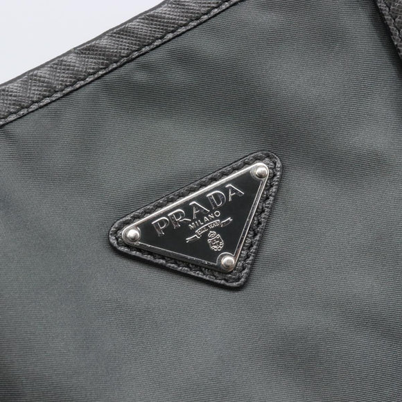PRADA Tote Bag Nylon Gray Silver Auth 211613A
