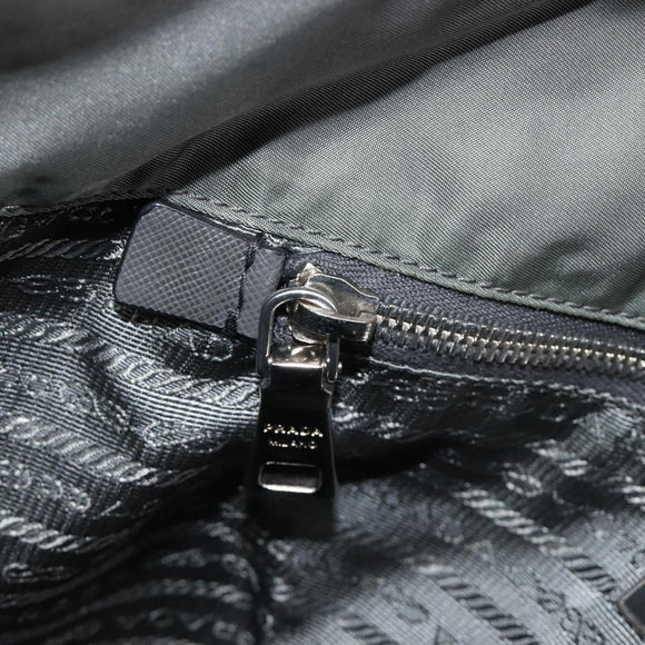 PRADA Tote Bag Nylon Gray Silver Auth 211613A
