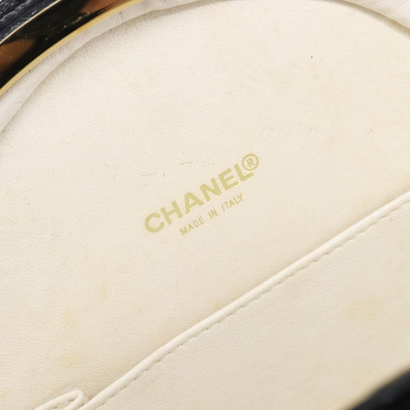 CHANEL Disc Bag Chain Shoulder Bag Lamb Skin White Gold CC Auth 211618V