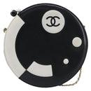 CHANEL Disc Bag Chain Shoulder Bag Lamb Skin White Gold CC Auth 211618V-2