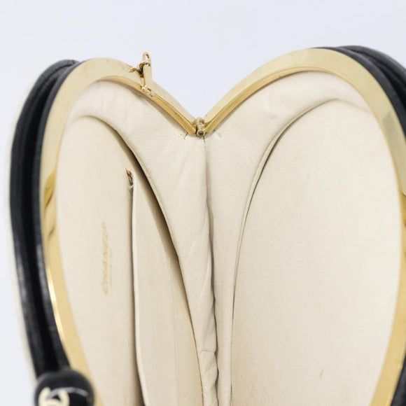 CHANEL Disc Bag Chain Shoulder Bag Lamb Skin White Gold CC Auth 211618V
