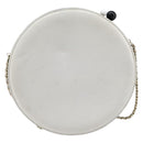 CHANEL Disc Bag Chain Shoulder Bag Lamb Skin White Gold CC Auth 211618V-3