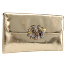 Christian Dior Clutch Bag Patent leather Gold Auth 211619-1