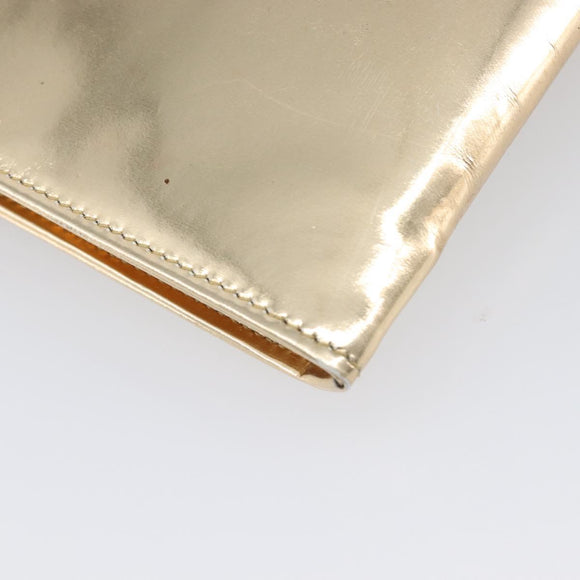 Christian Dior Clutch Bag Patent leather Gold Auth 211619
