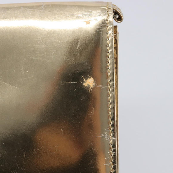 Christian Dior Clutch Bag Patent leather Gold Auth 211619