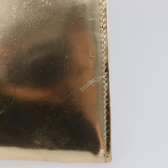 Christian Dior Clutch Bag Patent leather Gold Auth 211619