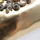 Christian Dior Clutch Bag Patent leather Gold Auth 211619-15