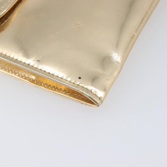 Christian Dior Clutch Bag Patent leather Gold Auth 211619