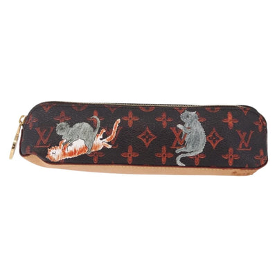 LOUIS VUITTON Catgram Trousse Elizabeth Pen Case Brown GI0357 LV Auth 211622 - 0