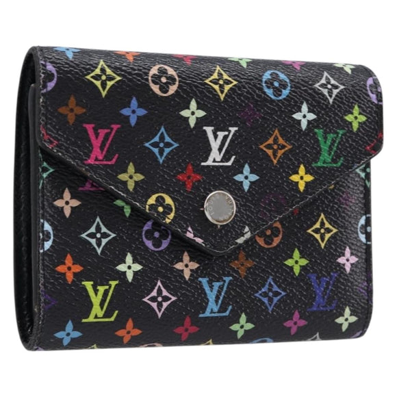LOUIS VUITTON Multicolor Portefeuille Victorine Wallet Black M14163 Auth 211628V