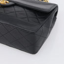 CHANEL Matelasse Chain Shoulder Bag Lamb Skin Black Gold CC Auth 211643M-11