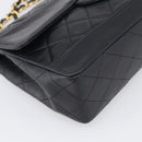 CHANEL Matelasse Chain Shoulder Bag Lamb Skin Black Gold CC Auth 211643M-12