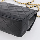 CHANEL Matelasse Chain Shoulder Bag Lamb Skin Black Gold CC Auth 211643M-13