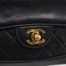 CHANEL Matelasse Chain Shoulder Bag Lamb Skin Black Gold CC Auth 211643M-15