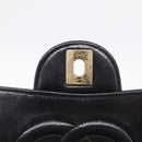 CHANEL Matelasse Chain Shoulder Bag Lamb Skin Black Gold CC Auth 211643M-16