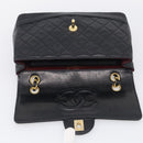 CHANEL Matelasse Chain Shoulder Bag Lamb Skin Black Gold CC Auth 211643M-17