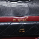 CHANEL Matelasse Chain Shoulder Bag Lamb Skin Black Gold CC Auth 211643M-19