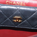 CHANEL Matelasse Chain Shoulder Bag Lamb Skin Black Gold CC Auth 211643M-23