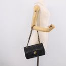 CHANEL Matelasse Chain Shoulder Bag Lamb Skin Black Gold CC Auth 211643M-27