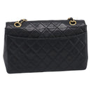 CHANEL Matelasse Chain Shoulder Bag Lamb Skin Black Gold CC Auth 211643M-3