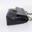 CHANEL Matelasse Chain Shoulder Bag Lamb Skin Black Gold CC Auth 211643M-5