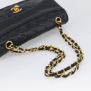 CHANEL Matelasse Chain Shoulder Bag Lamb Skin Black Gold CC Auth 211643M-7
