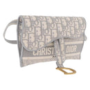 Christian Dior Trotter Canvas Saddle Body Bag Gray Gold Auth 211647V-1