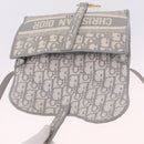 Christian Dior Trotter Canvas Saddle Body Bag Gray Gold Auth 211647V-18