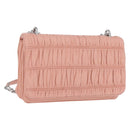 PRADA Gathered Chain Shoulder Bag Leather Pink Silver Auth 211648V-1