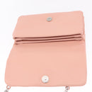 PRADA Gathered Chain Shoulder Bag Leather Pink Silver Auth 211648V-15