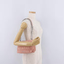 PRADA Gathered Chain Shoulder Bag Leather Pink Silver Auth 211648V-29
