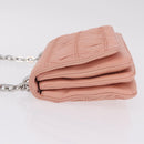 PRADA Gathered Chain Shoulder Bag Leather Pink Silver Auth 211648V-5